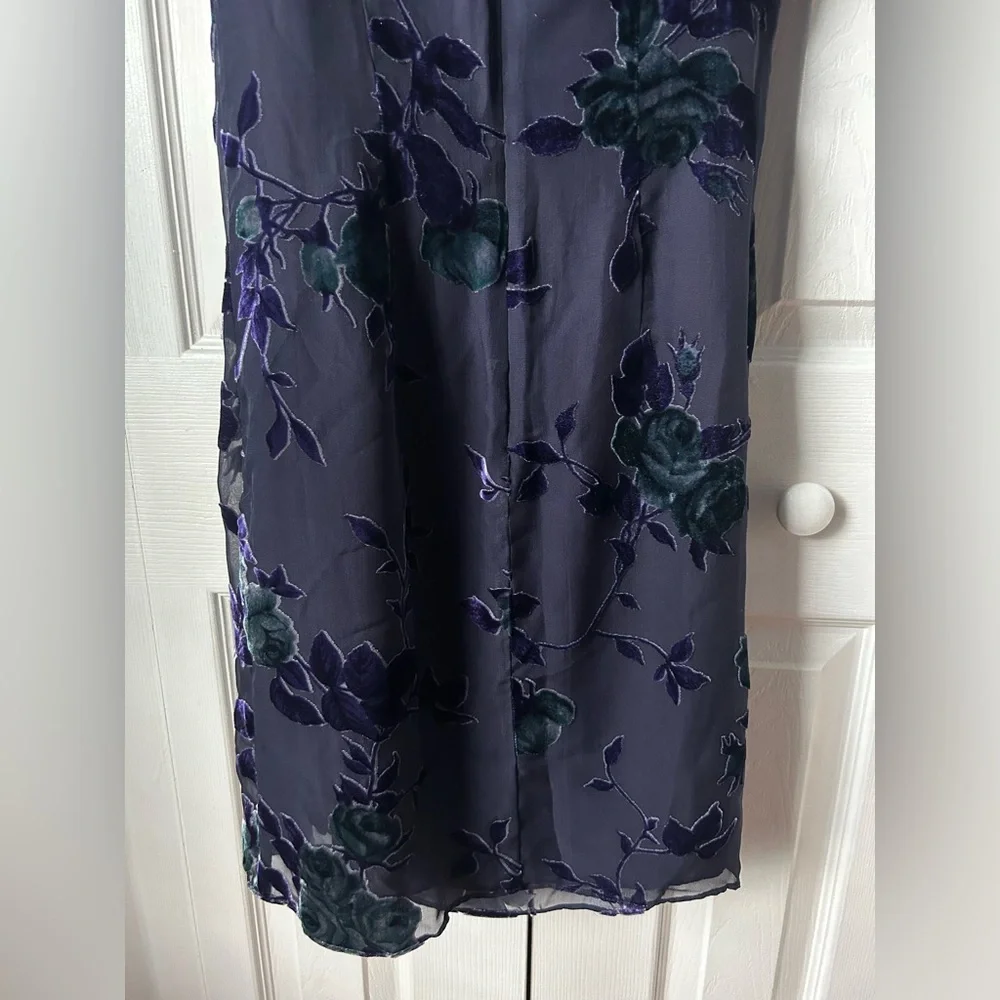 NWT Liz Claiborne Vintage Dark Purple Sheer Floral Shift Dress - 4P